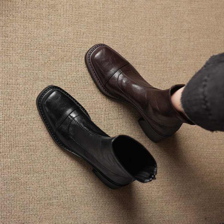 Punk High Heel Square Toe Waterproof Boots