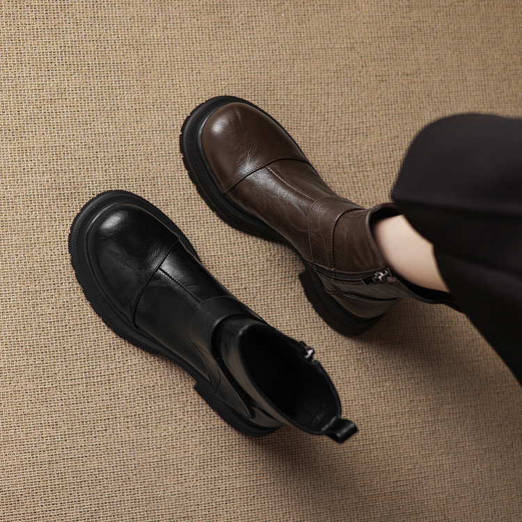 Women's Fashion Ankle Boots with Side Zipper and Square Mid Heel - Image 3