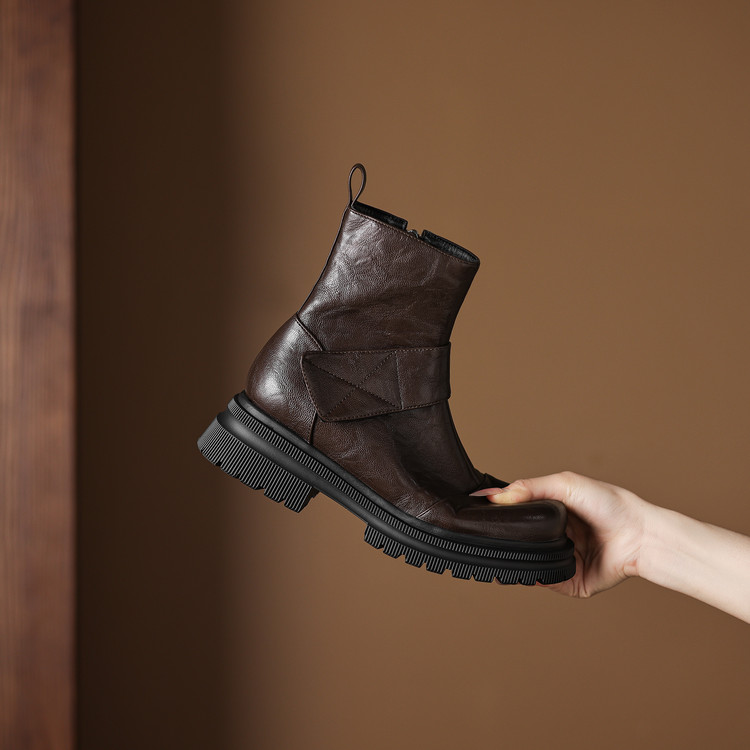 Women's Fashion Ankle Boots with Side Zipper and Square Mid Heel - Image 5