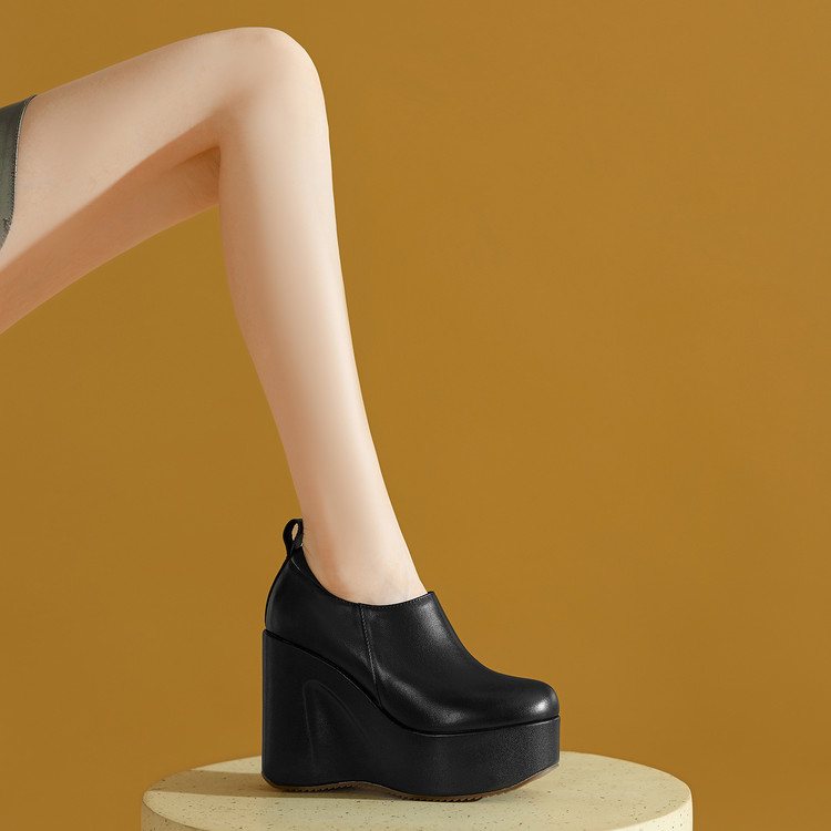 Women’s High Heel Platform Loafers in Top Grain Leather – Style m.html