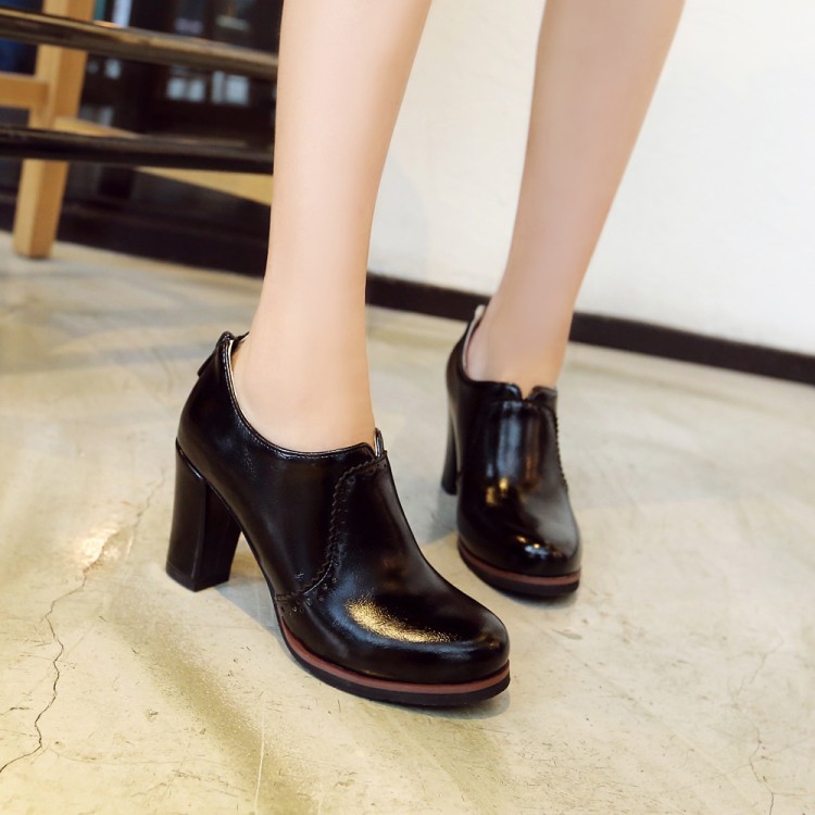 Women’s Mary Jane High Heel Chunky Heel Round Toe Zip Shoes