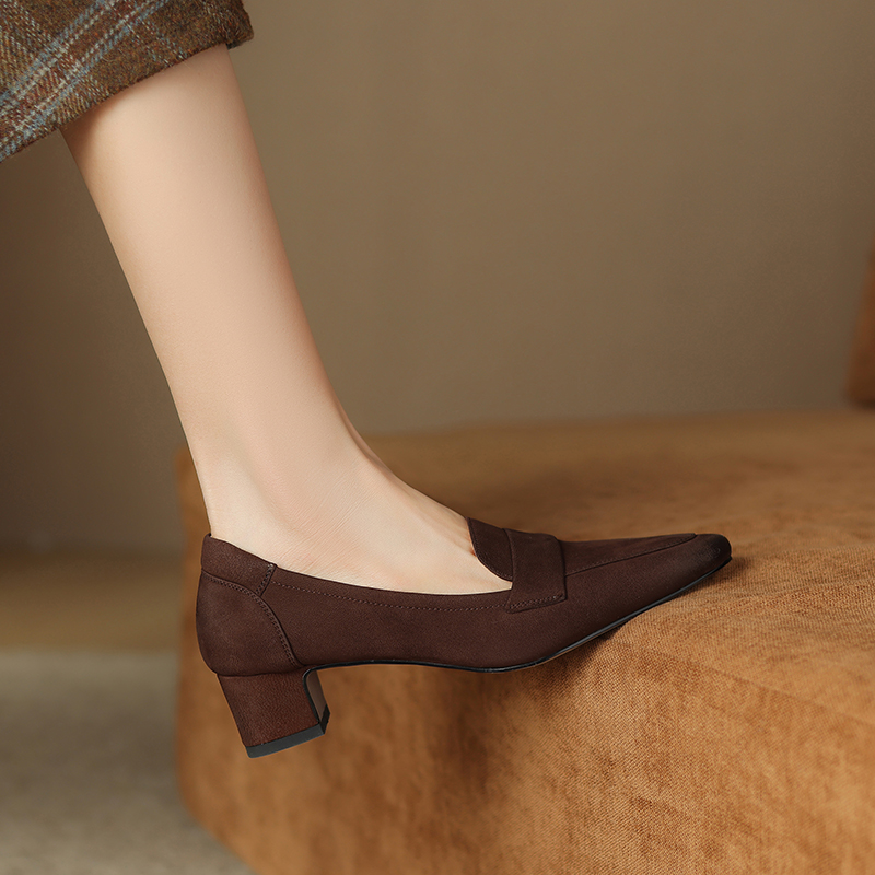 Women’s Suede Loafers with Chunky Mid Heel and Pointed Toe – Style s.html